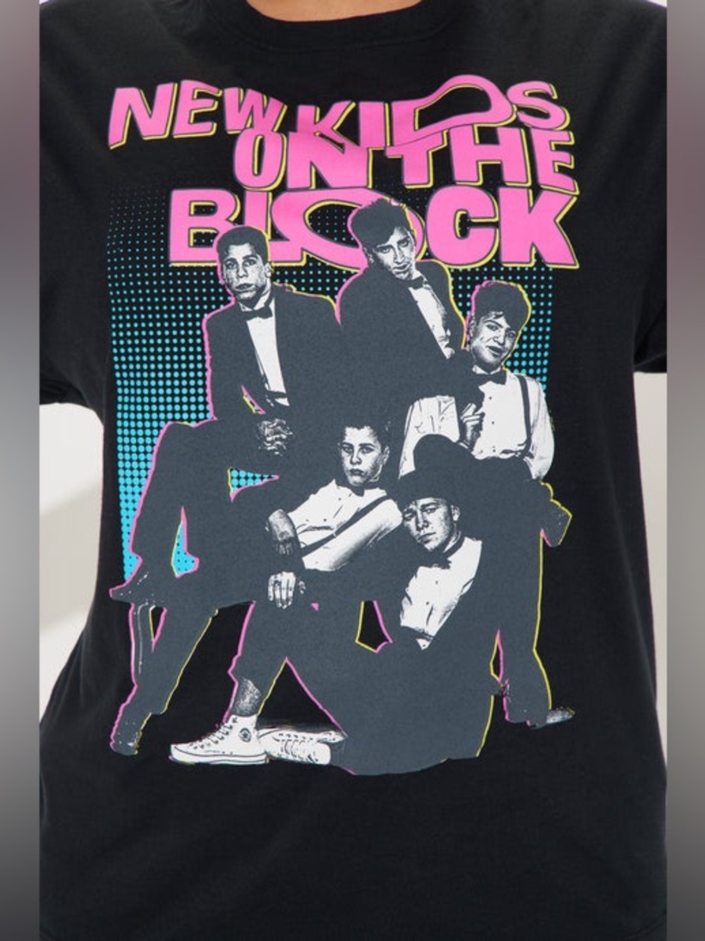 Unisex New Kids On The Block Graphic Tee with in Black with Neon Print